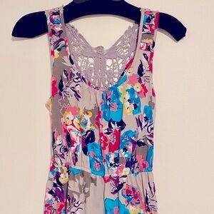 Colorful Summer Dress Size Small Floral Open Back